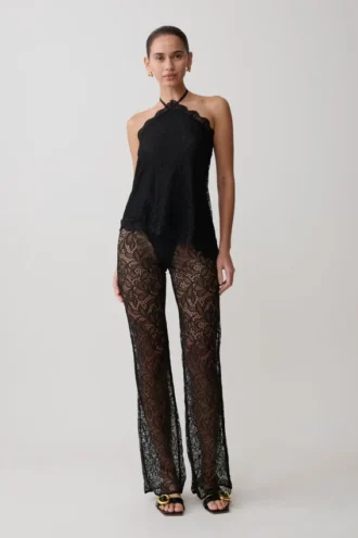 Theodosia Wide Leg Lace Pants – Black Theodosia Wide Leg Lace Pants – Black