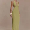 Theresea Halter Knit Maxi Dress – Light Olive Theresea Halter Knit Maxi Dress – Light Olive