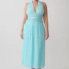Thien Cowl Halter Midi Dress – Blue