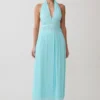 Thien Cowl Halter Midi Dress – Blue