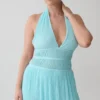 Thien Cowl Halter Midi Dress – Blue