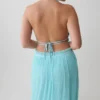 Thien Cowl Halter Midi Dress – Blue