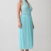 Thien Cowl Halter Midi Dress – Blue