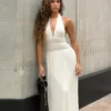 Thien Cowl Halter Midi Dress – Ivory Thien Cowl Halter Midi Dress – Ivory