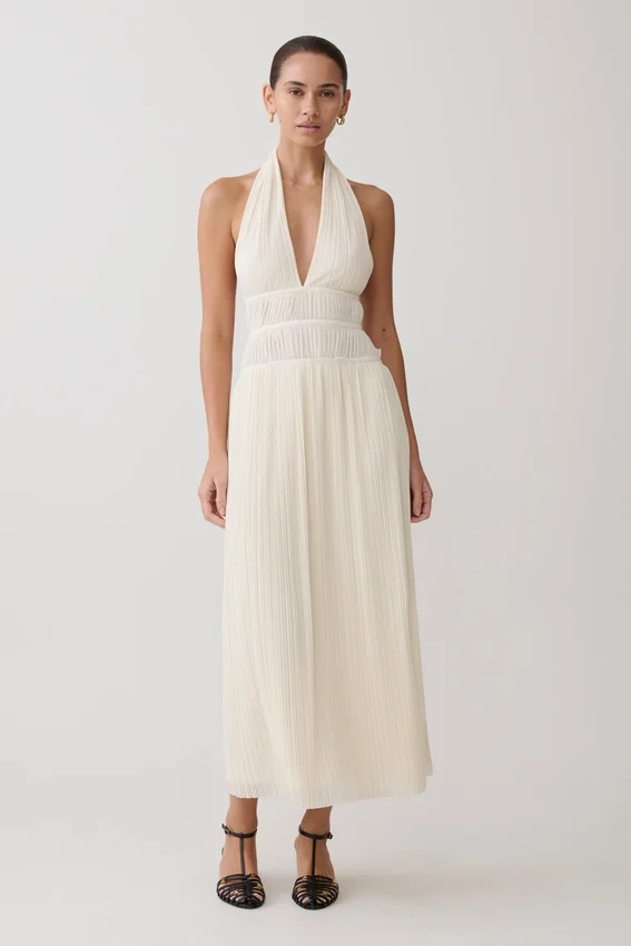 Thien Cowl Halter Midi Dress – Ivory Thien Cowl Halter Midi Dress – Ivory