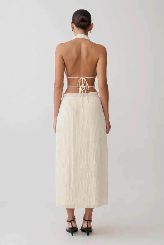 Thien Cowl Halter Midi Dress – Ivory Thien Cowl Halter Midi Dress – Ivory