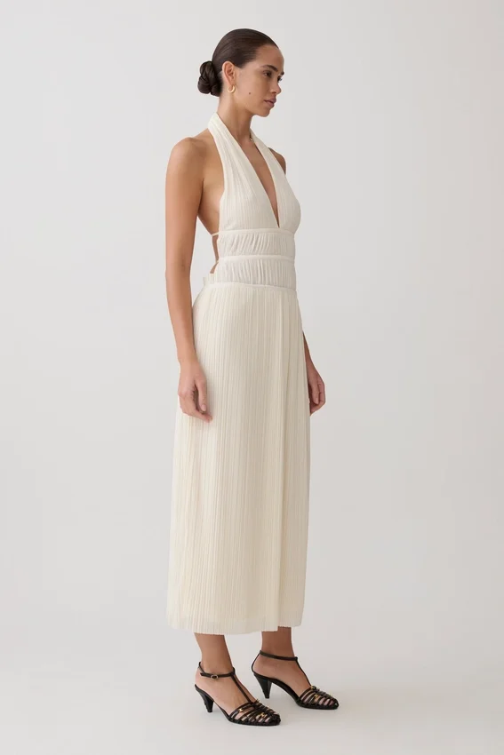Thien Cowl Halter Midi Dress – Ivory Thien Cowl Halter Midi Dress – Ivory