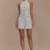 Tiara Halter Neck Suiting Top – White Tiara Halter Neck Suiting Top – White