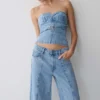 Tommy Strapless Denim Top With Buckle – Classic Blue Tommy Strapless Denim Top With Buckle – Classic Blue