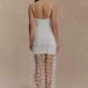 Tove Hand Knit Flower Mini Dress – White