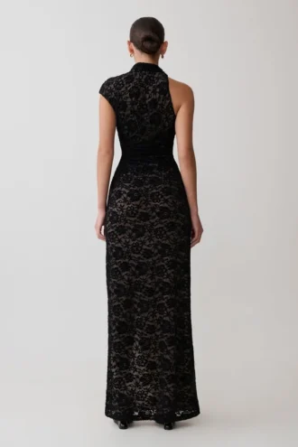 Trinh One Shoulder Maxi Dress – Black