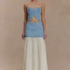 Tully Strapless Topstitch Denim Top – 80’S Blue Tully Strapless Topstitch Denim Top – 80’S Blue