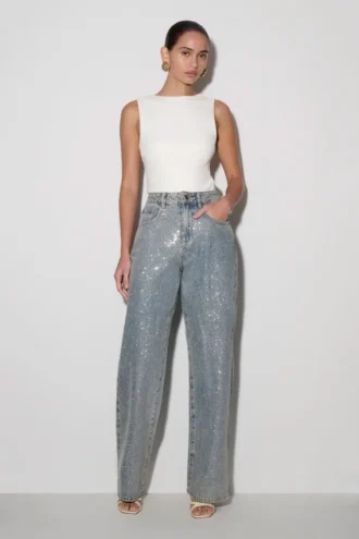 Tyla Diamante Denim Jeans – Blue/Green