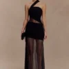 Vashti Cut Out Mesh Maxi Dress – Black Vashti Cut Out Mesh Maxi Dress – Black