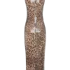 Veronica Sequin Midi Dress – Leopard Print