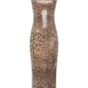 Veronica Sequin Midi Dress – Leopard Print