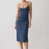 Vina Gathered Jersey Midi Dress – Ink Blue