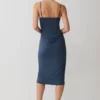 Vina Gathered Jersey Midi Dress – Ink Blue
