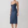 Vina Gathered Jersey Midi Dress – Ink Blue