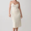 Vina Gathered Jersey Midi Dress – Ivory