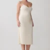 Vina Gathered Jersey Midi Dress – Ivory