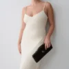 Vina Gathered Jersey Midi Dress – Ivory
