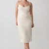 Vina Gathered Jersey Midi Dress – Ivory