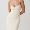 Vina Gathered Jersey Midi Dress – Ivory