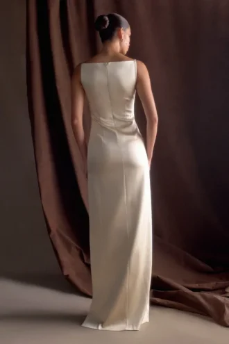 Violet Sleeveless Satin Maxi Dress – Blush Gold