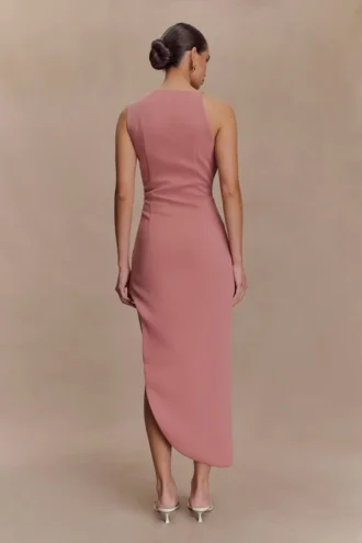 Virginia Suiting Embroidered Midi Dress – Burnt Rose