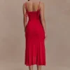 Willa Gathered Mesh Midi Dress – Ruby