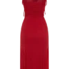 Willa Gathered Mesh Midi Dress – Ruby