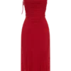 Willa Gathered Mesh Midi Dress – Ruby