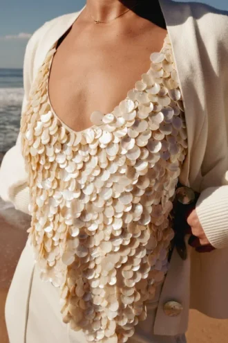 Willow Mother Of Pearl Halter Top – Pearl
