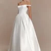 Willow Off Shoulder Satin Maxi Gown – White Willow Off Shoulder Satin Maxi Gown – White