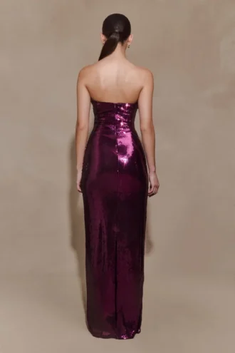 Winston Strapless Sequin Maxi Dress – Plum