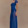 Wyatt Slinky And Mesh Maxi Dress – Cobalt Blue Wyatt Slinky And Mesh Maxi Dress – Cobalt Blue
