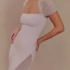 Wyatt Slinky And Mesh Maxi Dress – Pale Pink