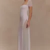 Wyatt Slinky And Mesh Maxi Dress – Pale Pink