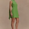 Wynter Scarf Draped Mini Dress – Green