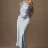 Yvette Slip Maxi Dress With Asymmetrical Hem – Cornflower Blue Yvette Slip Maxi Dress With Asymmetrical Hem – Cornflower Blue