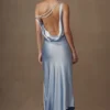 Yvette Slip Maxi Dress With Asymmetrical Hem – Cornflower Blue Yvette Slip Maxi Dress With Asymmetrical Hem – Cornflower Blue