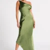 Yvette Slip Maxi Dress With Asymmetrical Hem – Emerald Yvette Slip Maxi Dress With Asymmetrical Hem – Emerald