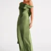 Yvette Slip Maxi Dress With Asymmetrical Hem – Emerald Yvette Slip Maxi Dress With Asymmetrical Hem – Emerald