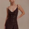 Zahra Diamante Cowl Mini Dress – Chocolate Zahra Diamante Cowl Mini Dress – Chocolate