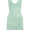 Zahra Diamante Cowl Mini Dress – Mint Zahra Diamante Cowl Mini Dress – Mint