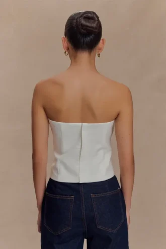 Zillah Strapless Cotton Top – White