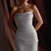 Zuri Hand Beaded Embellished Peplum Corset – Silver